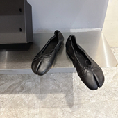 平底芭蕾舞鞋 牛皮 新款 一脚蹬单鞋 复古浅口分趾猪蹄鞋 女2026春季