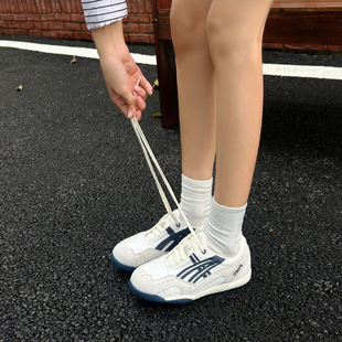 厚底阿甘鞋 女百搭运动休闲板鞋 复古内增高拼色系带德训鞋 牛皮版