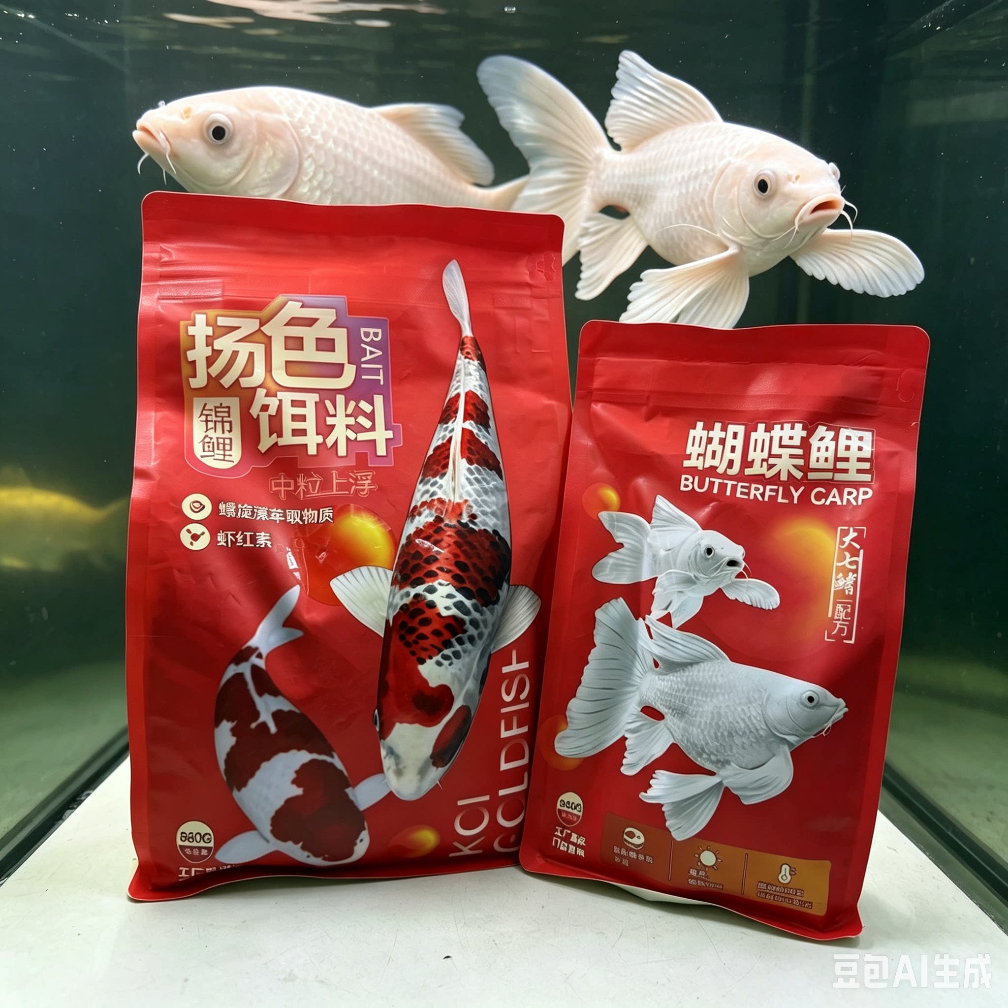 超鼎极红蝴蝶鲤锦鲤鱼饲料白金龙鲤下沉颗粒鱼食高蛋白发鳍鱼粮