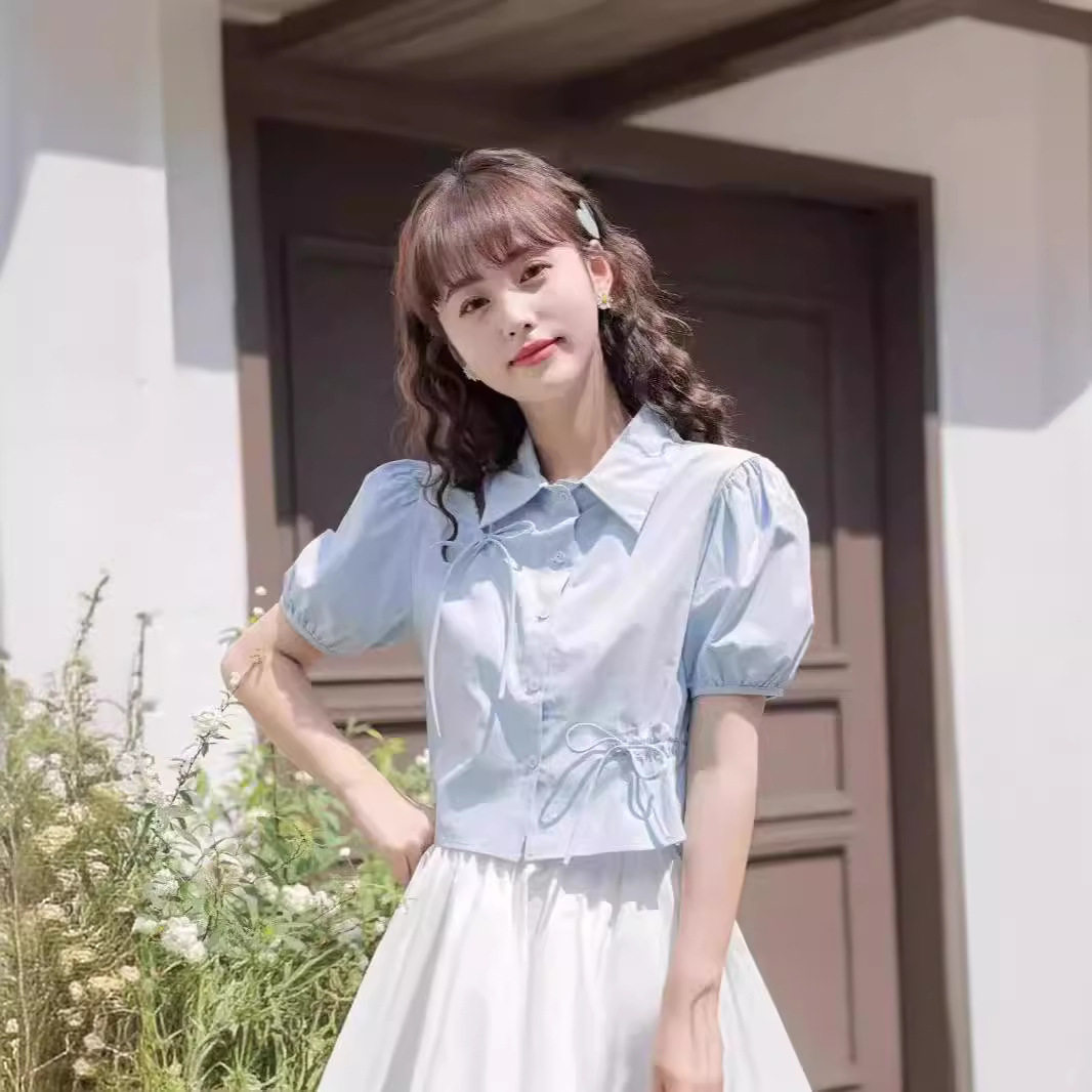2024夏季学院风韩版西装领翻学生