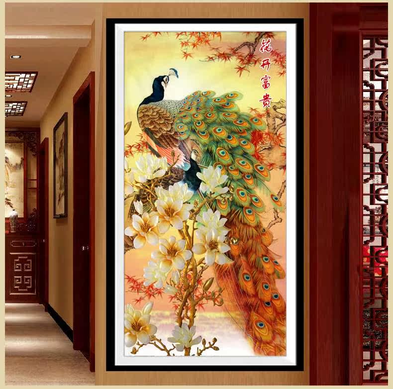 印花十字绣花开富贵孔雀十字绣2019新款线绣客厅竖版玄关大幅满绣|msdalam kategori rumah Fabrik, Cross Alat Jahit dan Aksesori, Cross Stitch Kit - dari Buy2taobao.com untuk memberikan perkhidmatan ejen Taobao profesional membeli