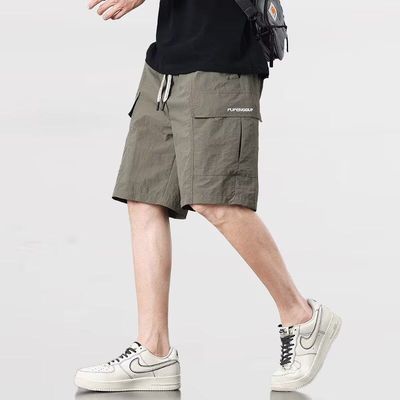 夏季工装短裤男款冰丝速干潮牌休闲中裤宽松运动五分裤高级感裤子