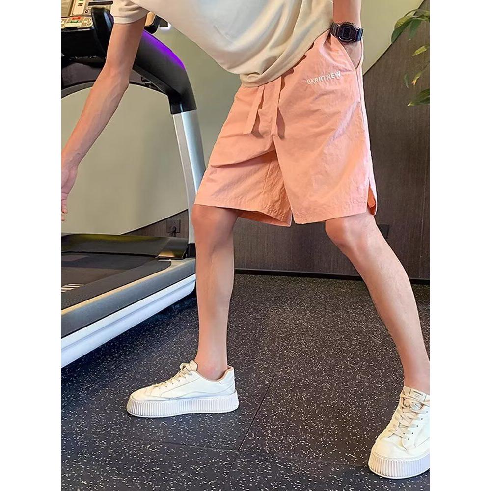 直筒多巴胺抽绳短裤男生宽松夏季轻薄速干冰丝沙滩休闲运动五分裤