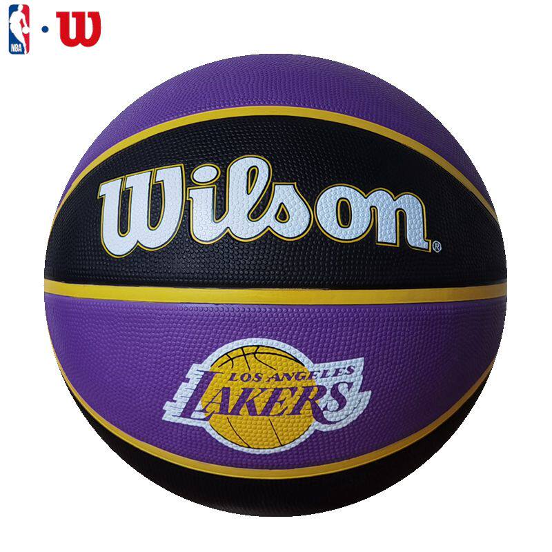 wilson威尔胜2021新款nba球队洛杉矶湖人队徽橡胶室外篮球tribute