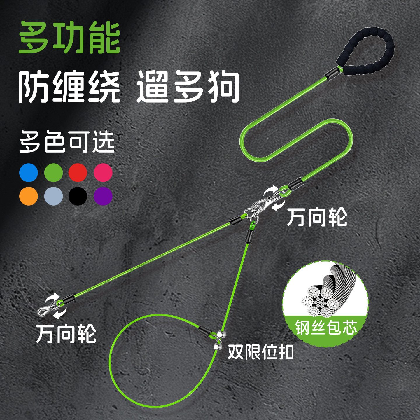 一拖二狗狗牵引绳双头防爆冲防缠绕遛狗绳狗链大型犬中小型犬狗绳,宠物/宠物食品及用品,狗牵引绳,淘宝优惠券,粉丝福利购,淘宝优惠卷