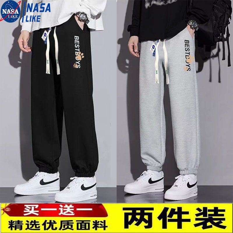 NASA联名春秋季薄款束脚裤子男高街休闲长裤潮牌宽松百搭运动卫裤