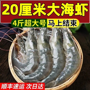 4斤青岛大虾超大基围虾海虾鲜活冷冻白虾青虾海鲜水产海捕整箱装