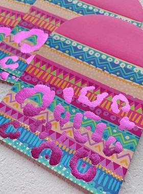 豹纹 利是封 红包 可爱底纹 紫色烫金豹纹 节日 喜庆 原创6个装