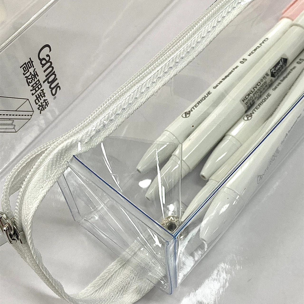 日本KOKUYO国誉透明笔袋2022年新品对开防水考试考研专用对开式