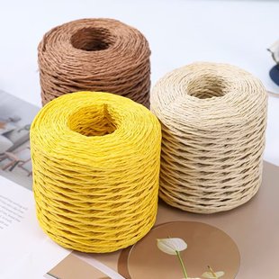 多色环保草纸拉菲草绳手工编织草帽包包礼品包装纸绳diy草编材料