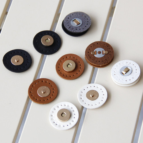 皮革diy手工圆形磁扣包包配件