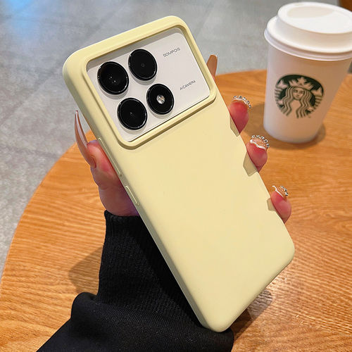 奶油黄液态硅胶适用k90Max红米Redmi k70手机壳k60pro新款软糯亲肤手感80耐脏k70高级感全包防摔男女款软外壳
