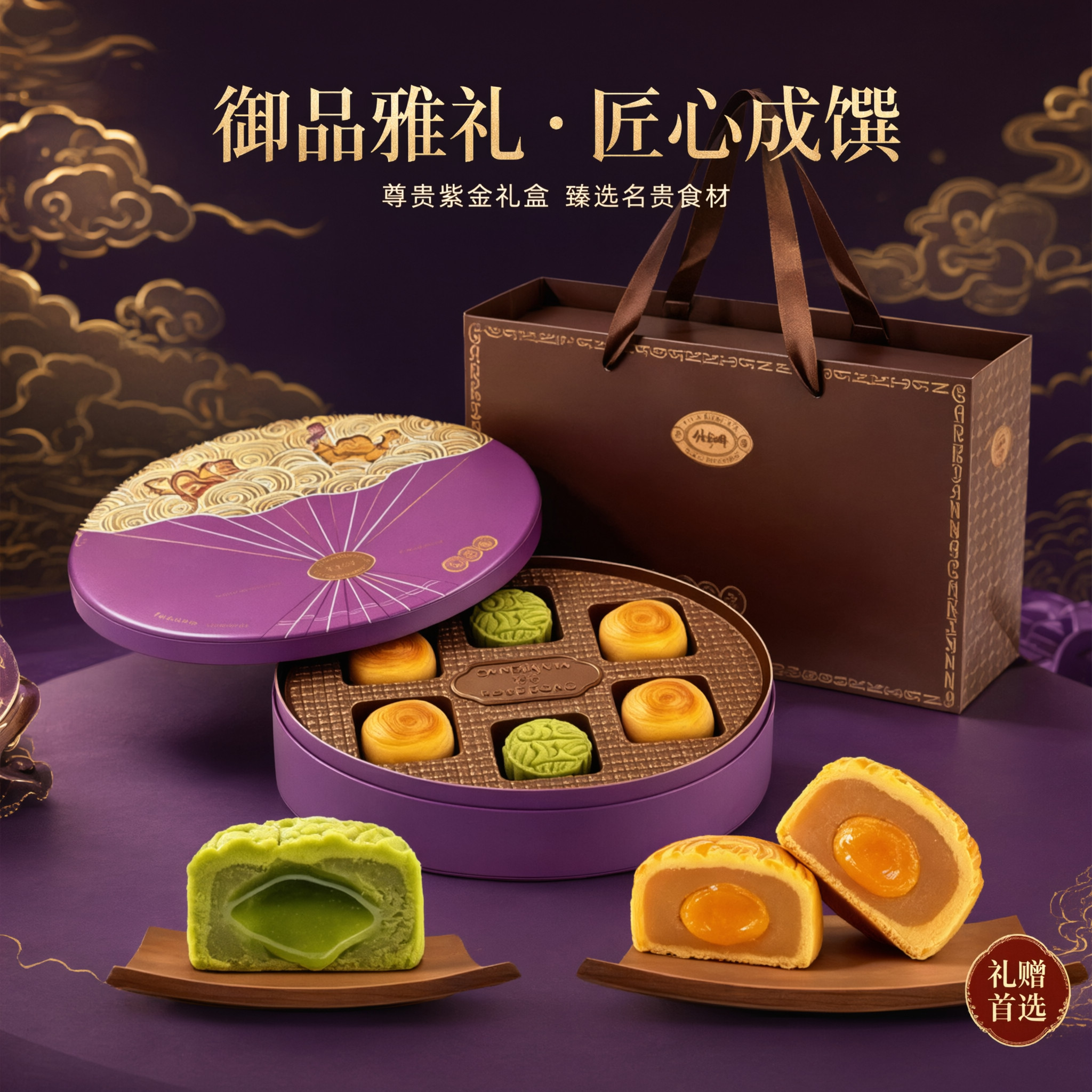 中式糕点礼盒酥皮芋蓉流心抹茶