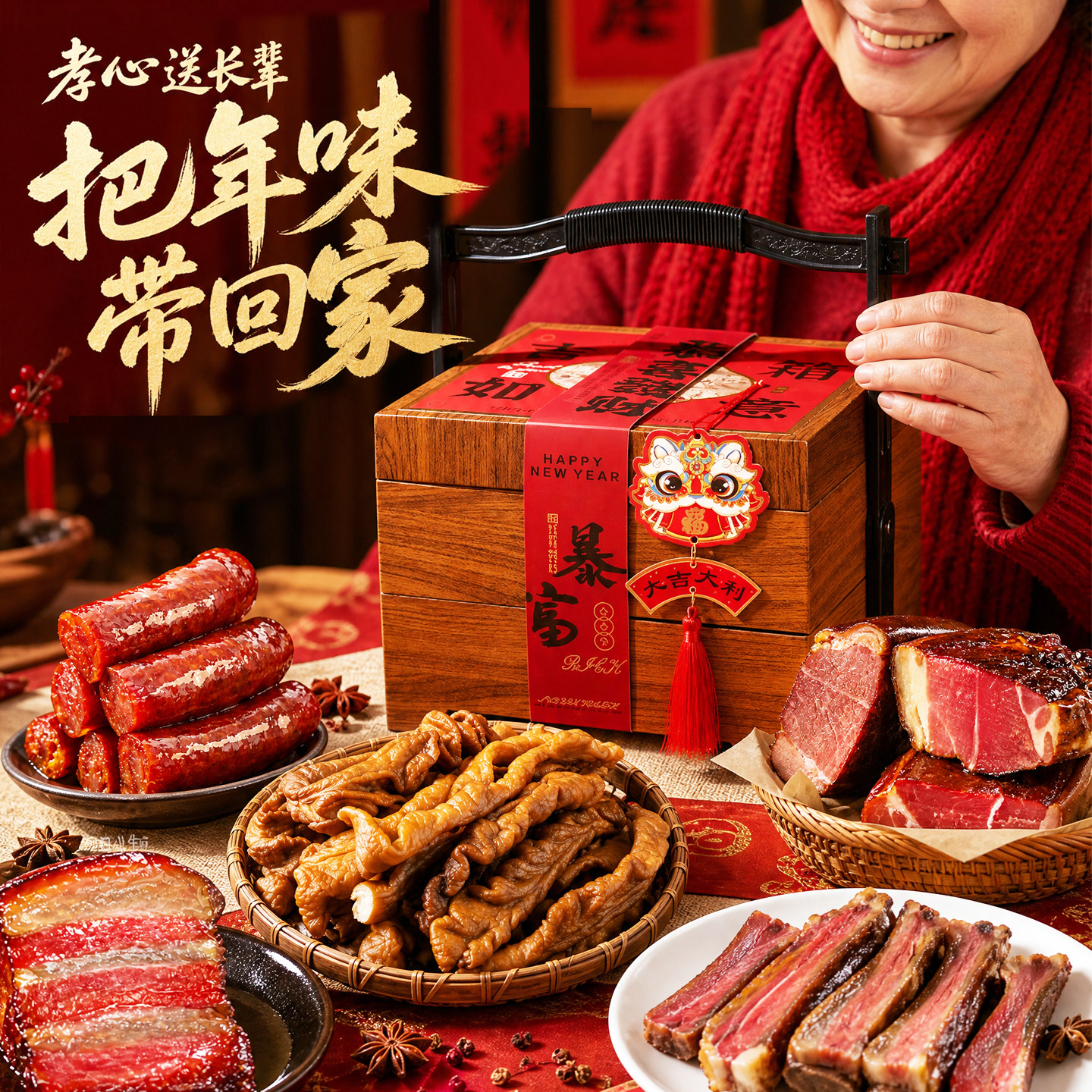 广东特产正宗广式腊肠腊肉小香肠腊味过年货高档礼盒装送礼品
