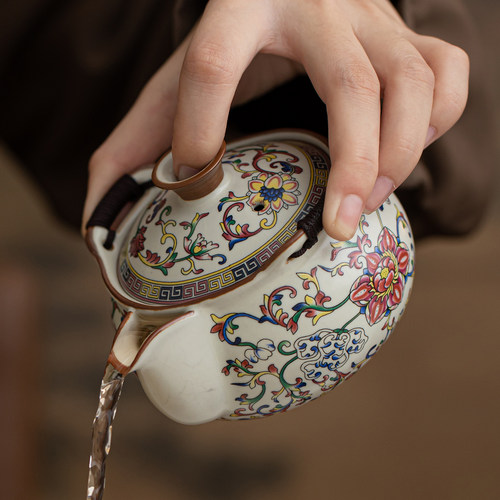 青花汝窑防烫大号手抓盖碗