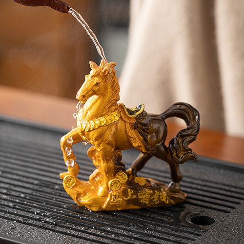 晨翔马上有钱茶宠摆件冲水变色