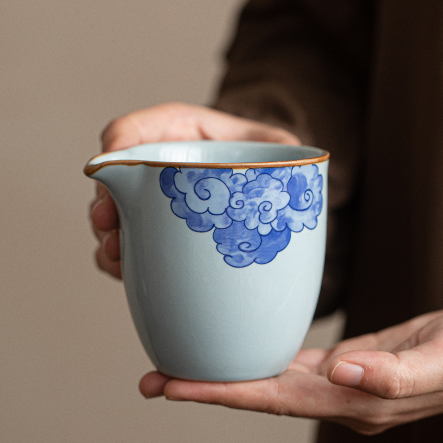 官窑祥云公道杯陶瓷泡茶杯