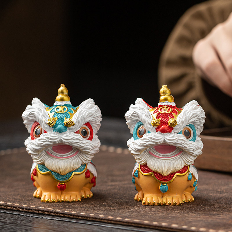 晨翔国潮文创醒狮茶宠摆件精致高级感茶桌茶盘茶道招财茶玩装饰品