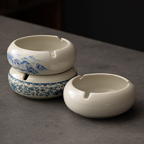 晨翔米黄汝窑烟灰缸创意家用