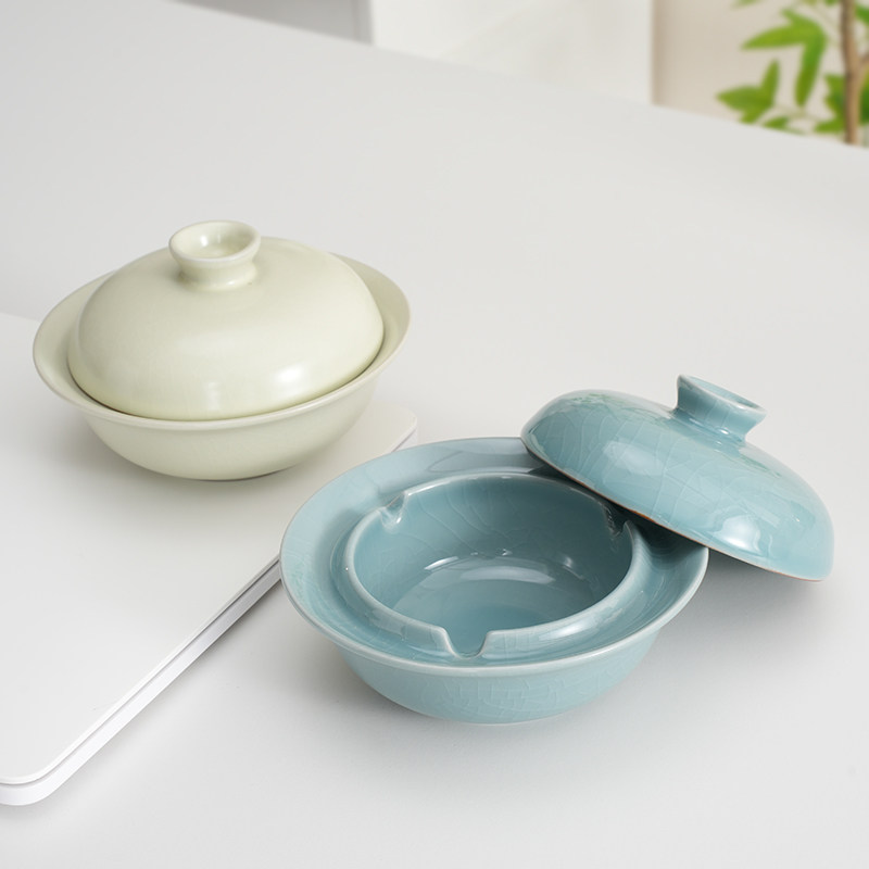 晨翔汝窑烟灰缸带盖创意个性潮流