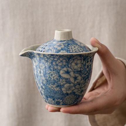 晨翔 复古青花汝窑茶壶陶瓷功夫茶具手抓壶家用泡茶壶大容量单壶
