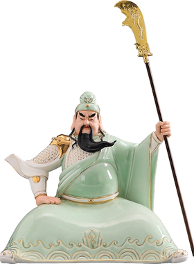 晨翔彩绘文关公像供奉武财神关羽