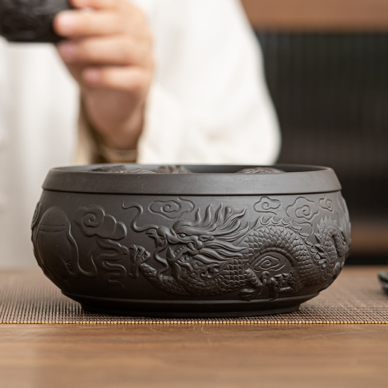 紫砂祥龙大号茶洗家用茶渣缸建水茶具配件洗茶杯水洗盆笔洗水盂,餐饮具,茶道/零配,淘宝优惠券,粉丝福利购,淘宝优惠卷