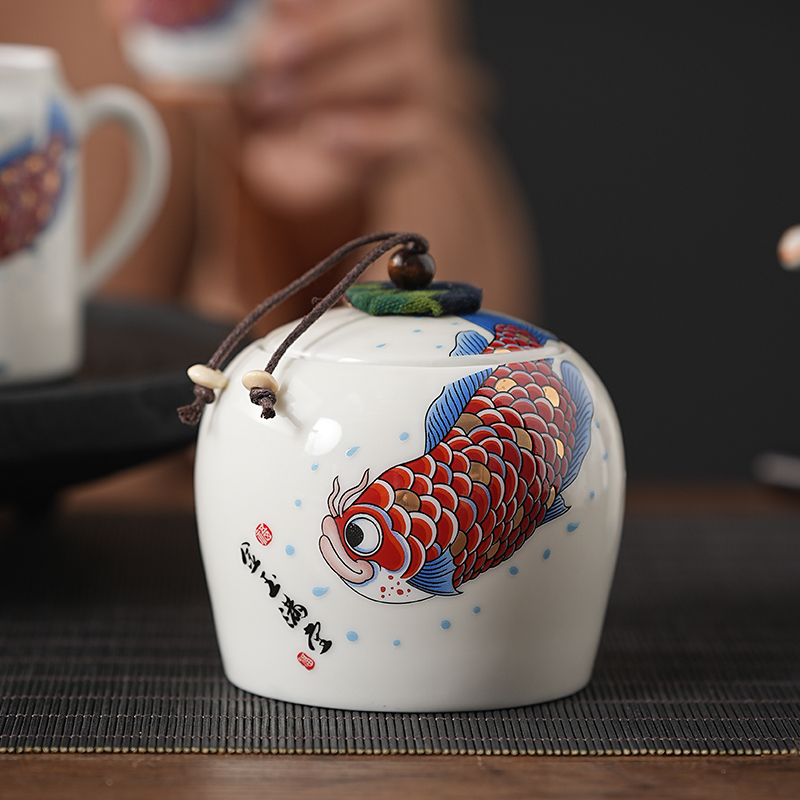 晨翔陶瓷茶叶罐小号密封罐子茶仓