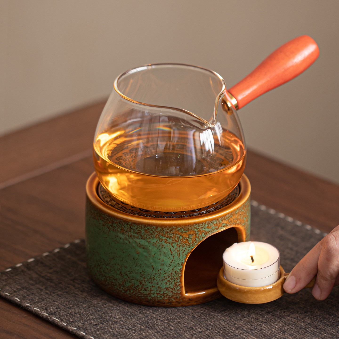 晨翔窑变温茶炉蜡烛煮茶底座图片