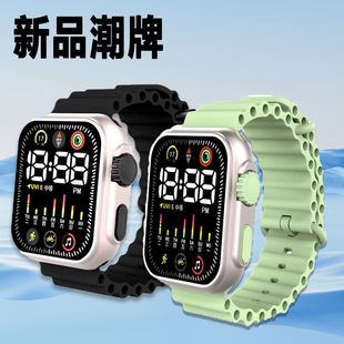 森系ins学生党电子手表彩屏星期手表炫酷男士户外运动LED学生手表