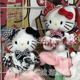 黑色礼帽kitty猫包包挂件爱心扣公仔玩偶复古赫本风挂饰钥匙扣