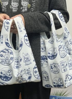 日式史努比卡通手挽帆布包大容量购物袋百搭通勤甜美学生手拎提包