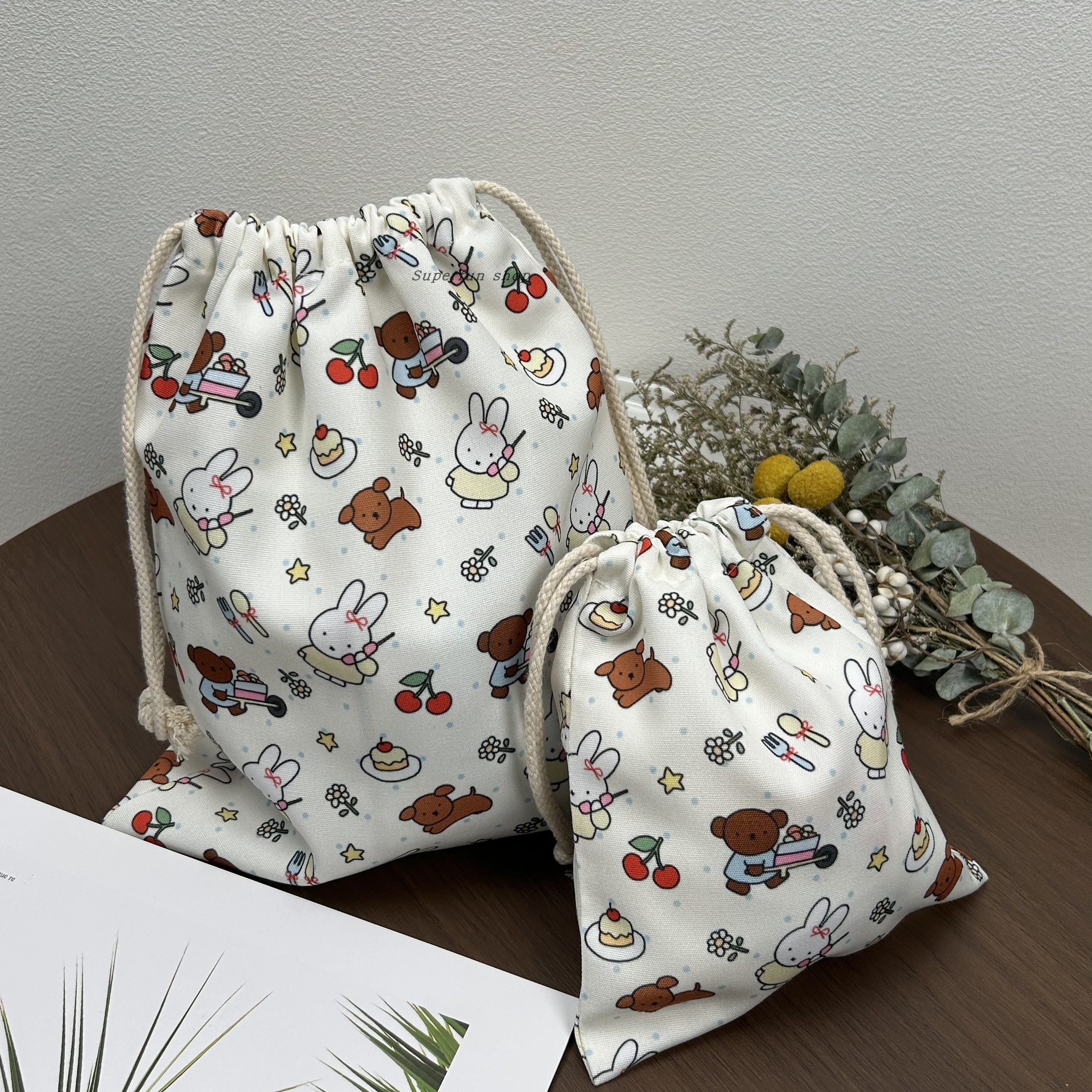 日系米菲抽绳束口袋可爱卡通旅行出差帆布袋拍立得包耳机杂物收纳,收纳整理,包包收纳袋,淘宝优惠券,粉丝福利购,淘宝优惠卷