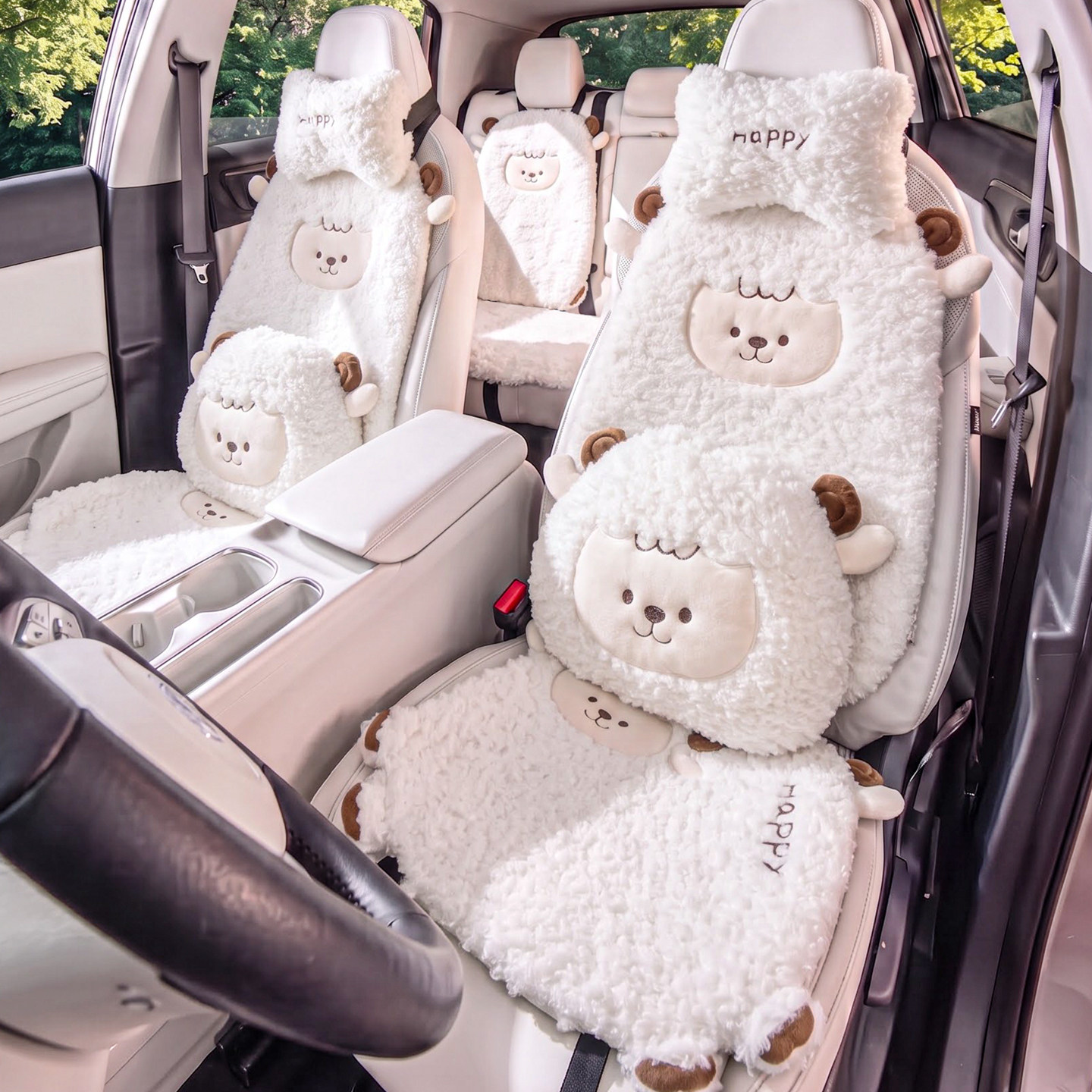 宝马5系525LI 530LI专用毛绒坐垫汽车座椅垫套冬季短毛垫卡通座垫