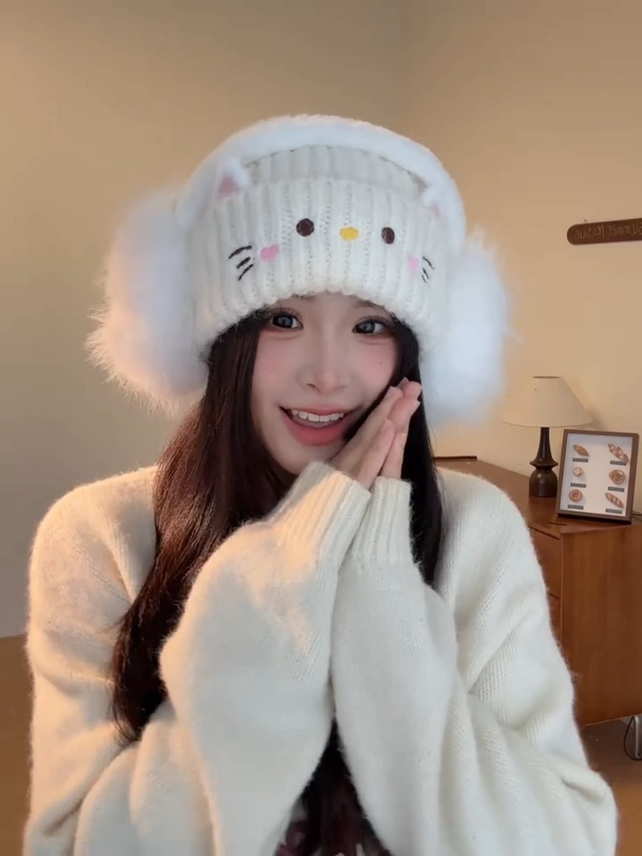 【送炸毛耳罩】可爱软萌小猫咪秋冬针织帽2025新款少女心毛线帽潮