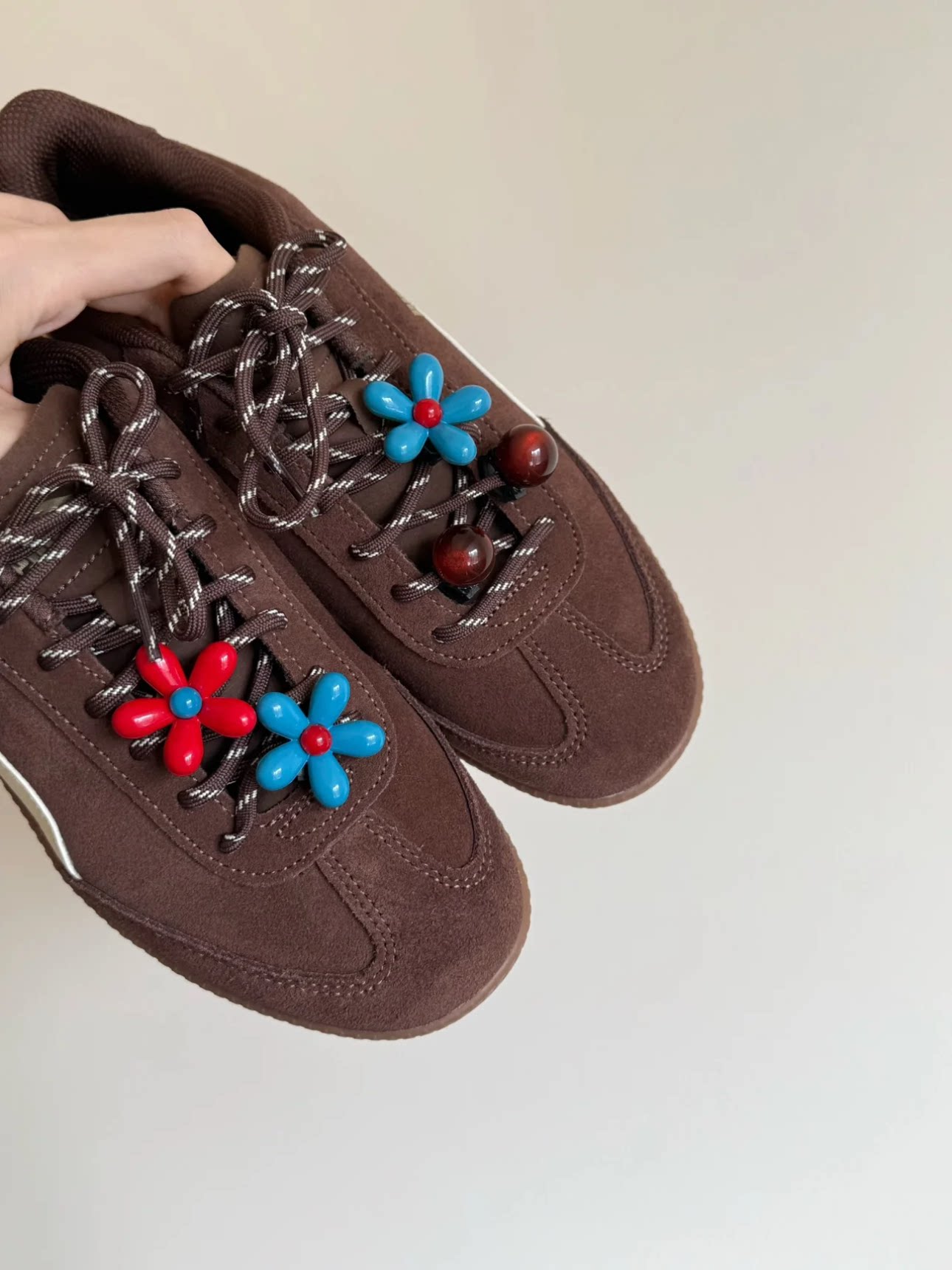 美拉德石头生花撞色红蓝复古彩色鞋带扣2025新款运动鞋休闲鞋配饰