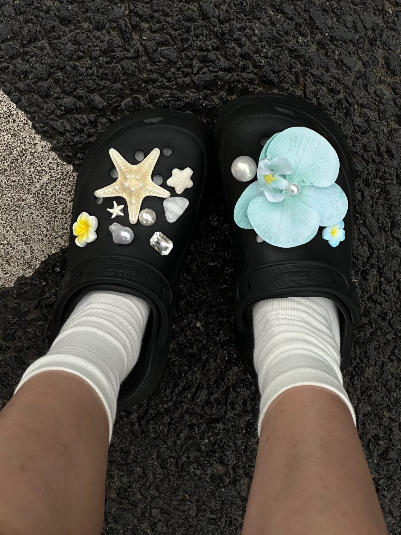 海盐薄荷兰是海的信号！夏日海星鸡蛋花沙滩洞洞鞋扣2026新款鞋花