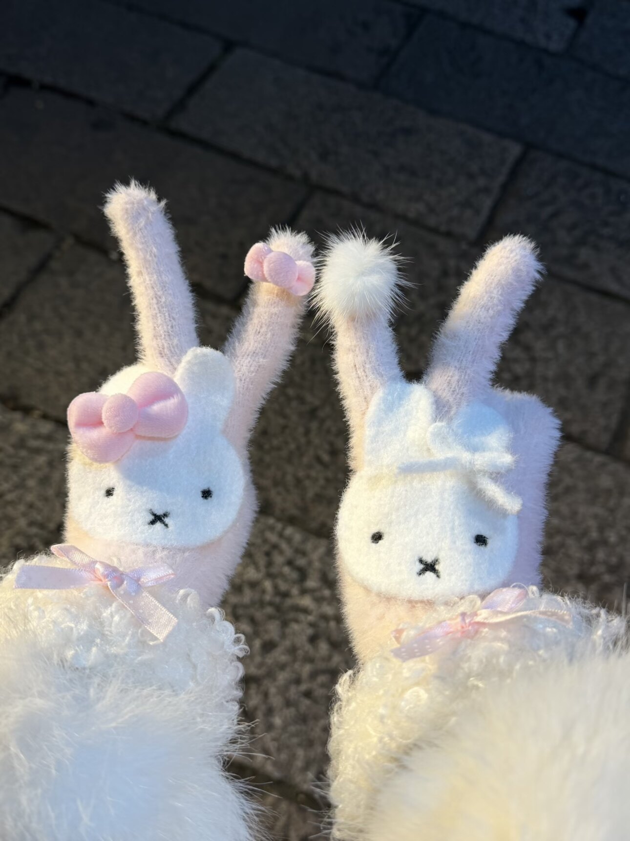 蝴蝶结少女兔兔毛绒可爱手套2026新款冬季少女心学生保暖分指手套