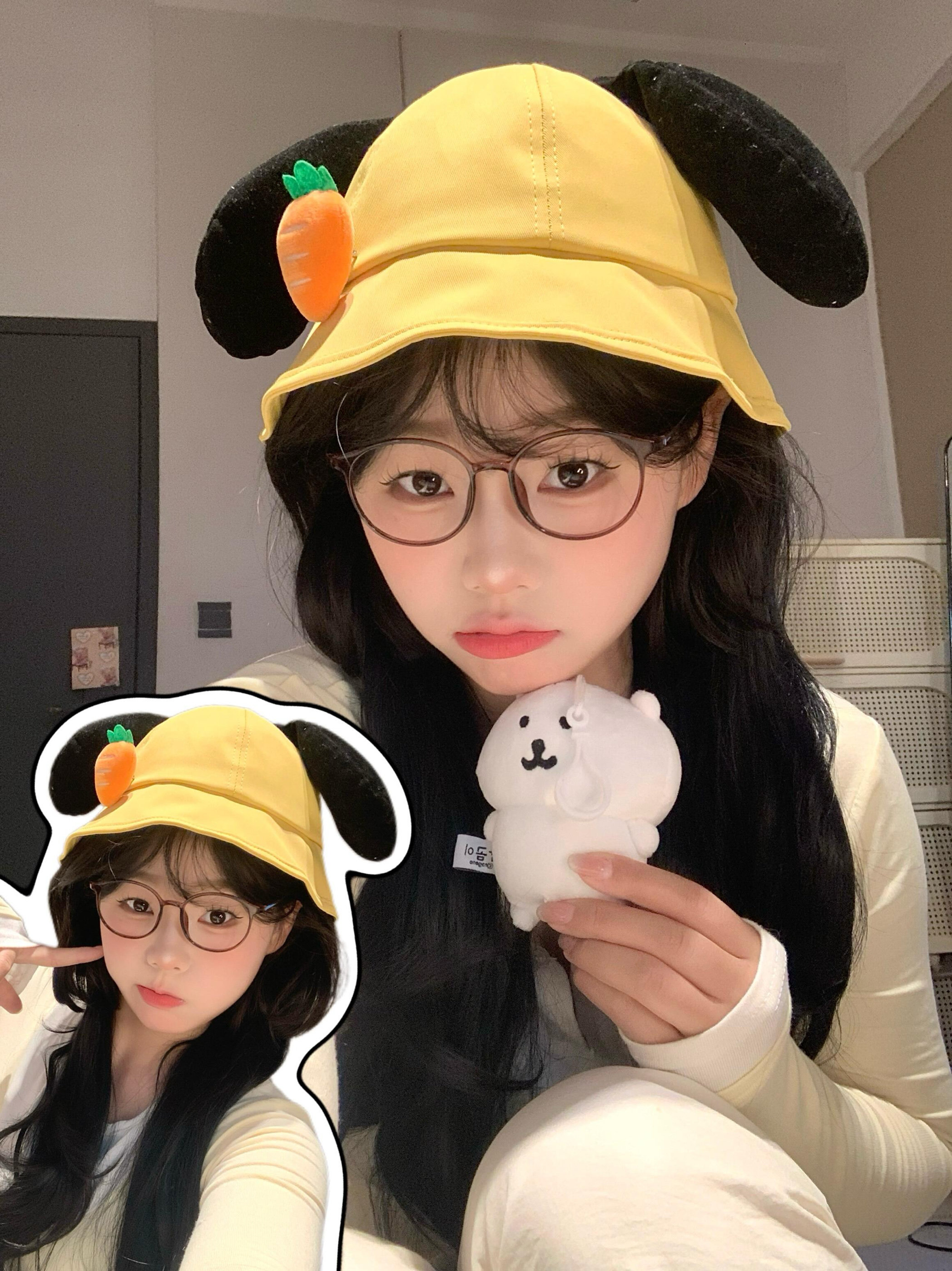 可爱胡萝卜渔夫帽子女2025新款趣味呆萌小狗防晒遮阳显脸小盆帽潮