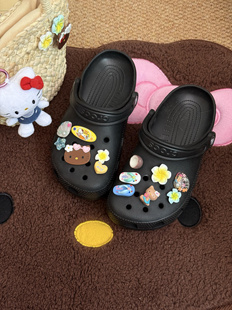 夏威夷KT•黑皮kitty沙滩夏日度假卡通可爱凯蒂猫洞洞鞋扣diy鞋花