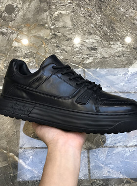 真皮男鞋新款黑色厚底休闲板鞋韩版百搭舒适系带潮流男士轻便皮鞋