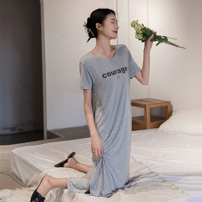 莫代尔睡裙宽松长裙薄款春夏