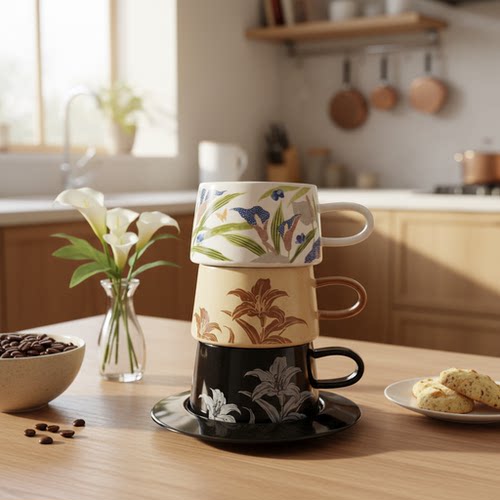 复古高级感咖啡杯拉花杯