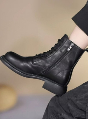 外贸圆头切尔西靴出口美国BORN原厂短靴欧美牛皮中跟大气小靴子女