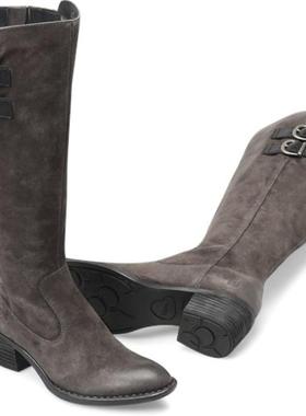 外贸born马靴真皮长筒靴新款骑士靴女长靴女不过膝加大筒围靴秋冬