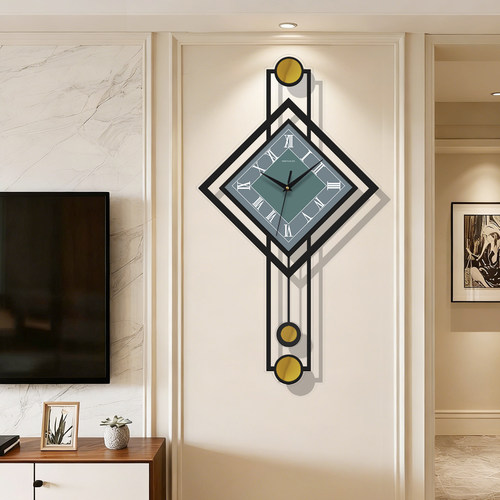 挂钟客厅2025新款家用钟表挂墙轻奢高档时钟免打孔创意装饰挂钟画