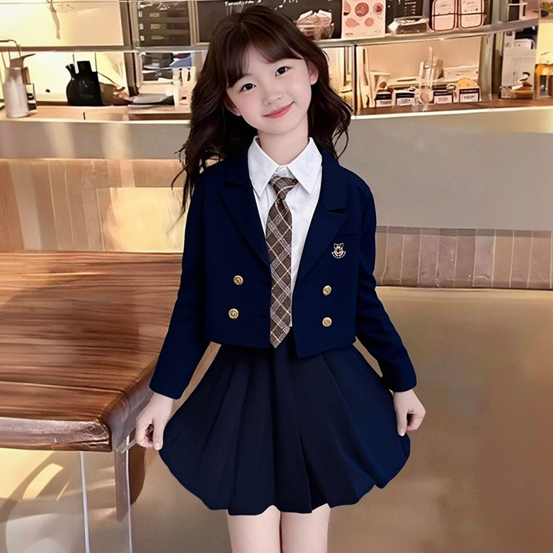 女童JK学院风春秋小西装三件套