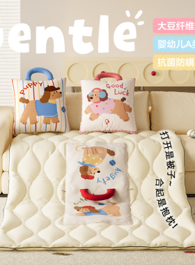 御尚居大豆纤维抱枕被子两用手提车载空调被办公室午睡毯子二合一