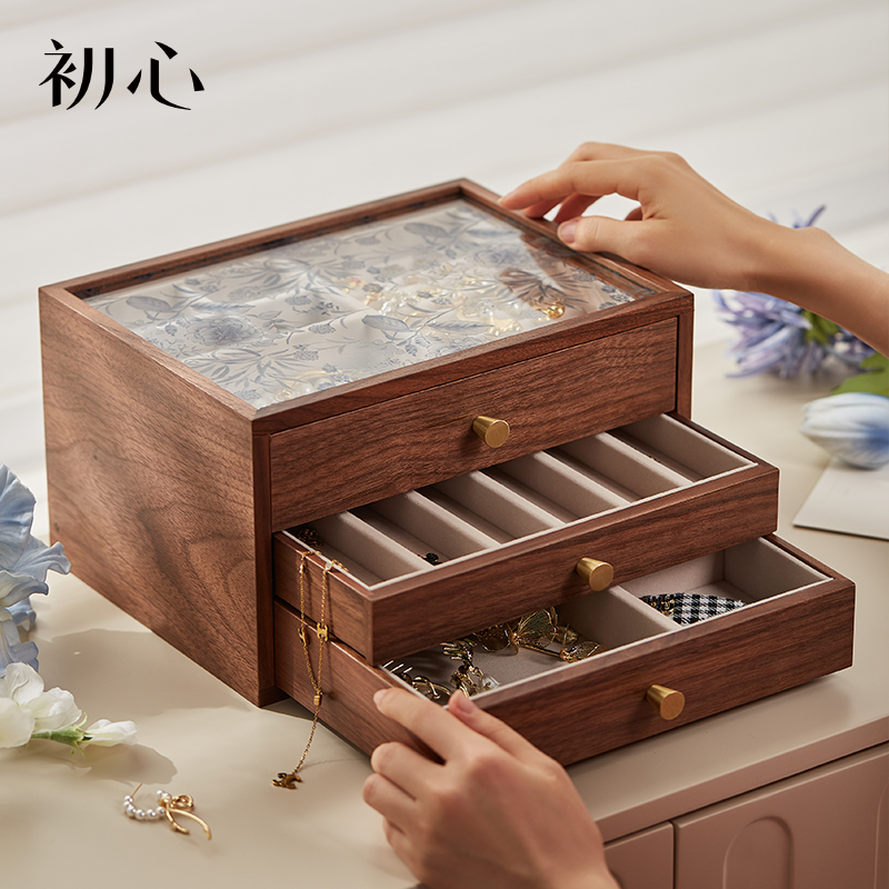 初心新中式木质大容量首饰盒