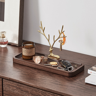 实木钥匙盘轻奢福鹿进门玄关置物架多功能托盘摆件入户钥匙收纳架